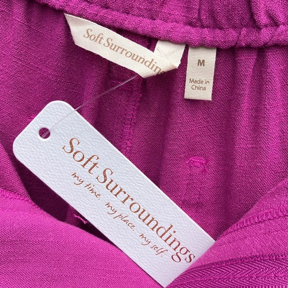 Soft Surroundings Summer Breeze Soft Linen Blend Shorts Fuchsia NWT